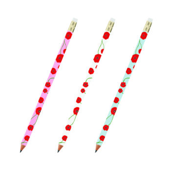 Poppies All Over Print Pencil With Eraser